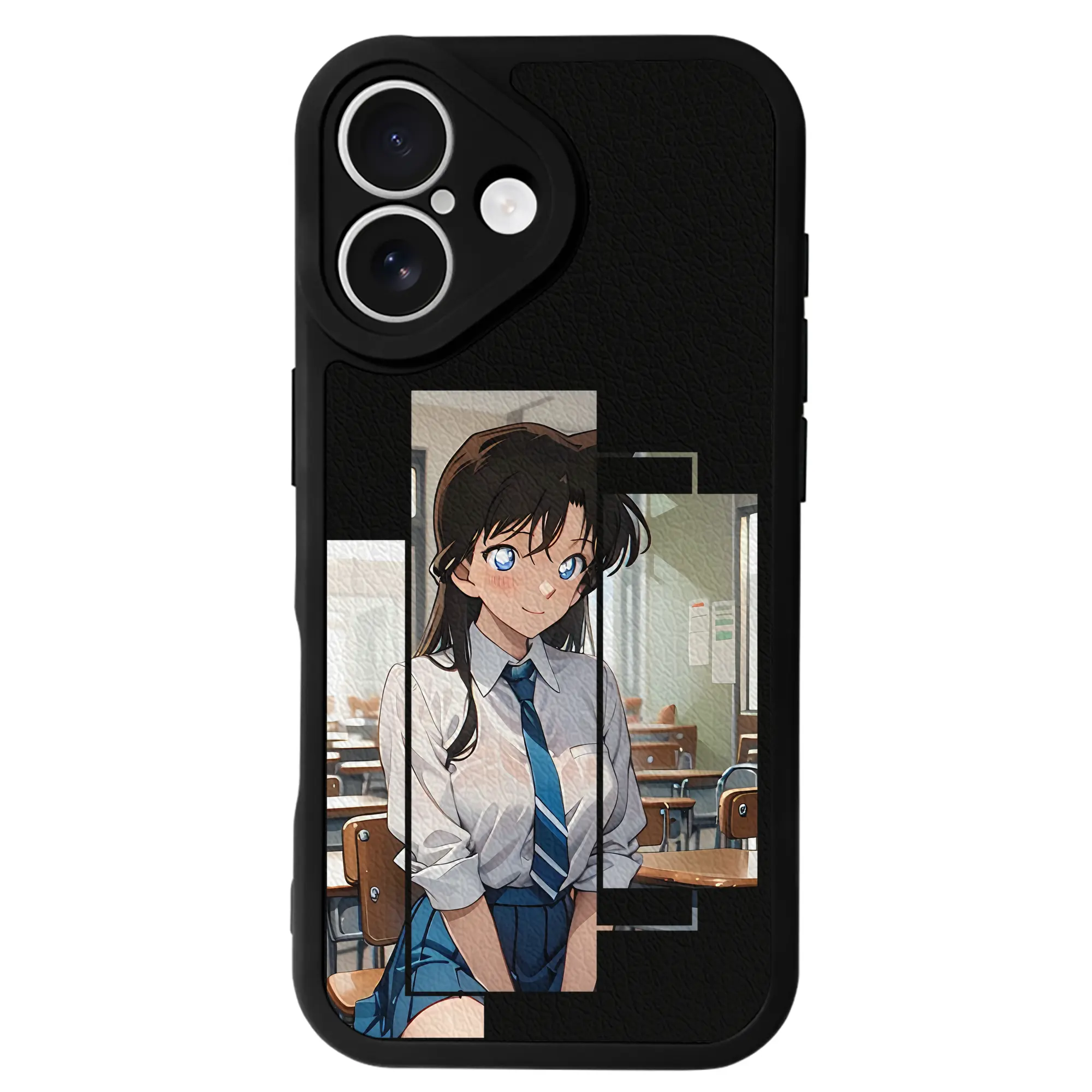 名探偵コナン グッズ 毛利 蘭 - IPhone 16シリーズ対応 ・ シリコンスマホケース ・ レザー調 ・ 高精度フィット ・ 耐衝撃 ・ ワイヤレス充電対応 ・ 精密カット